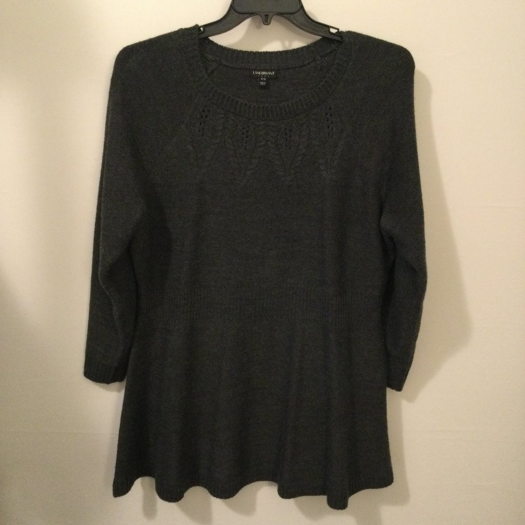 Lane Bryant Womens Size 14/16 Gray Long Sleeve Pullover Round Neck Sweater Euc